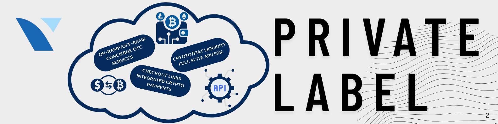 A white background image with private label API option services offered by VirtualPay Capital 